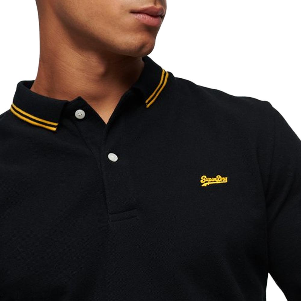 Polo Noir/Jaune Homme Superdry Vintage vue 2