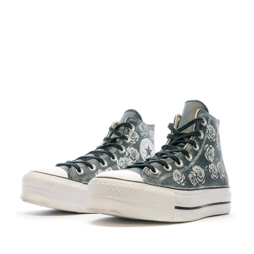 Baskets Grise Femme Converse Leather Roses vue 6