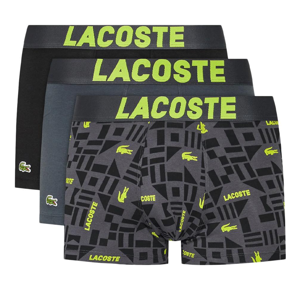 x3 Boxers Gris/Vert Homme Lacoste 5H9956 pas cher