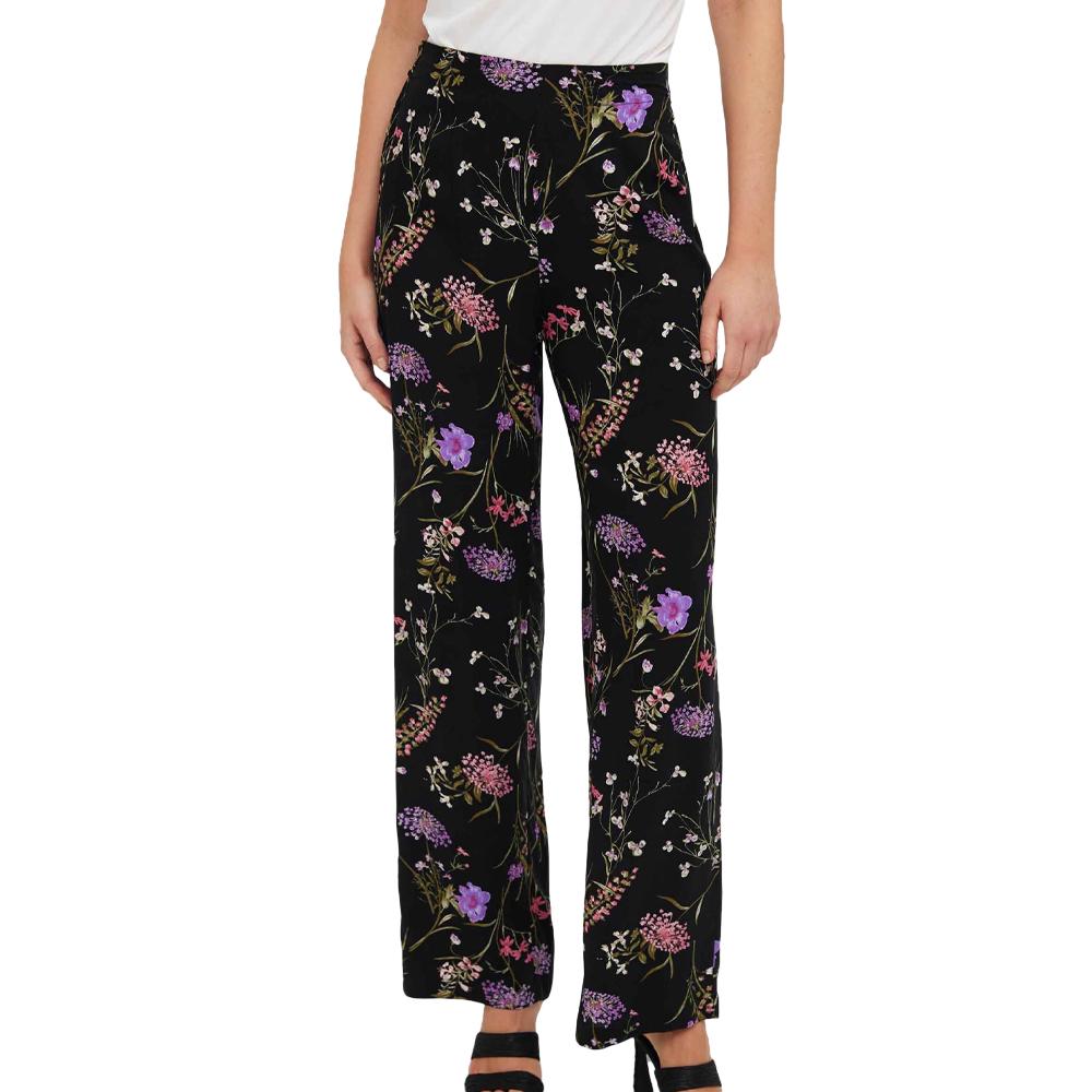 Pantalon Noir à fleurs Femme Vero Moda Easy pas cher