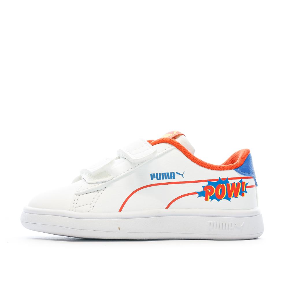 Baskets Blanche/Bleu/Rouge Garçon Puma Iinf Smash Comics pas cher