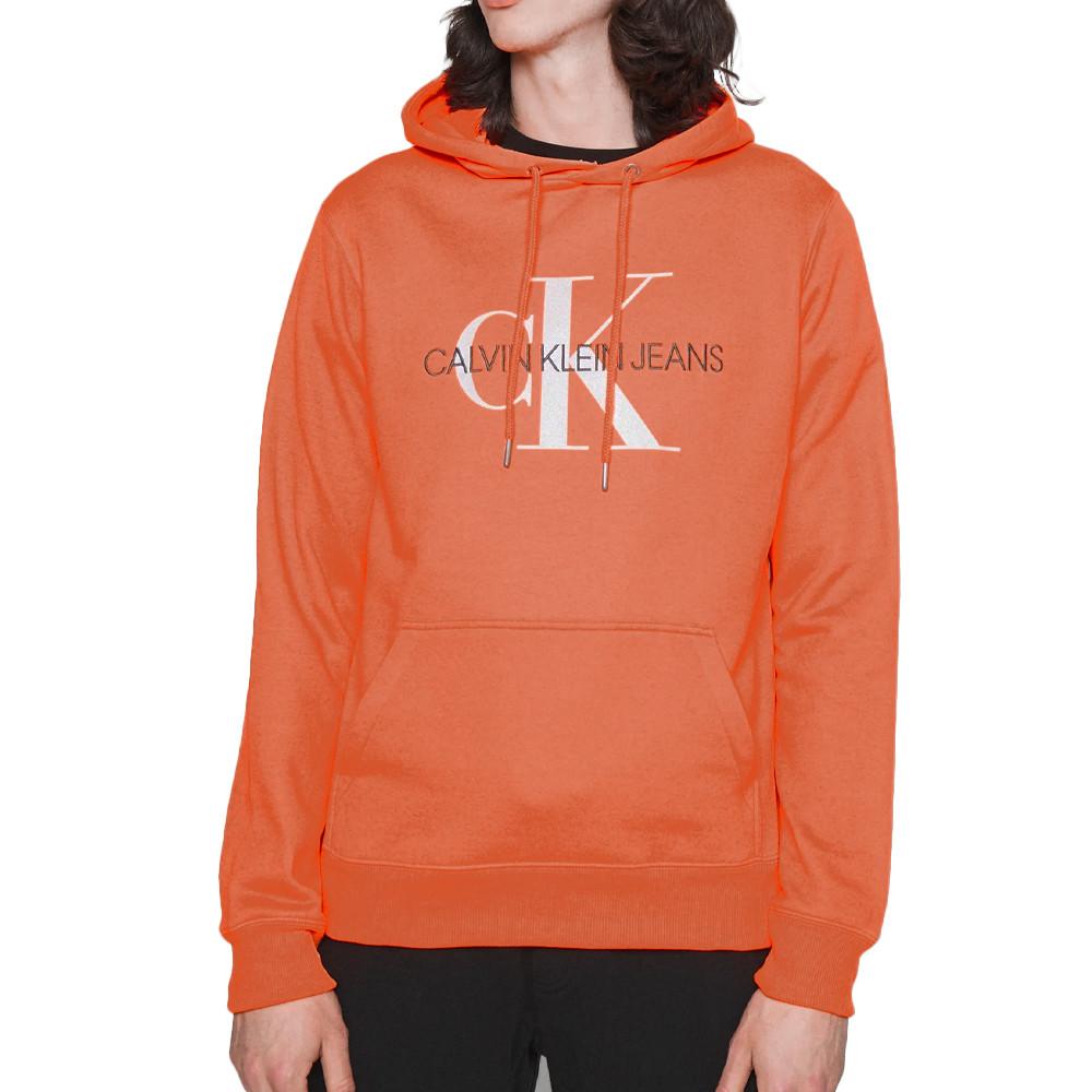 Sweat à Capuche Orange Homme Calvin Klein Jeans Regular pas cher