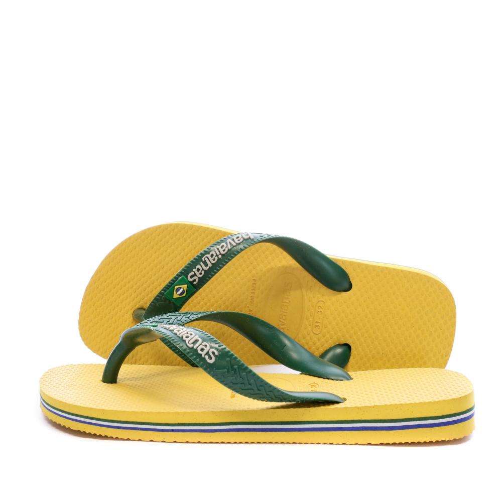 Tongs Jaune Garçon Havaianas Brasil Logo pas cher