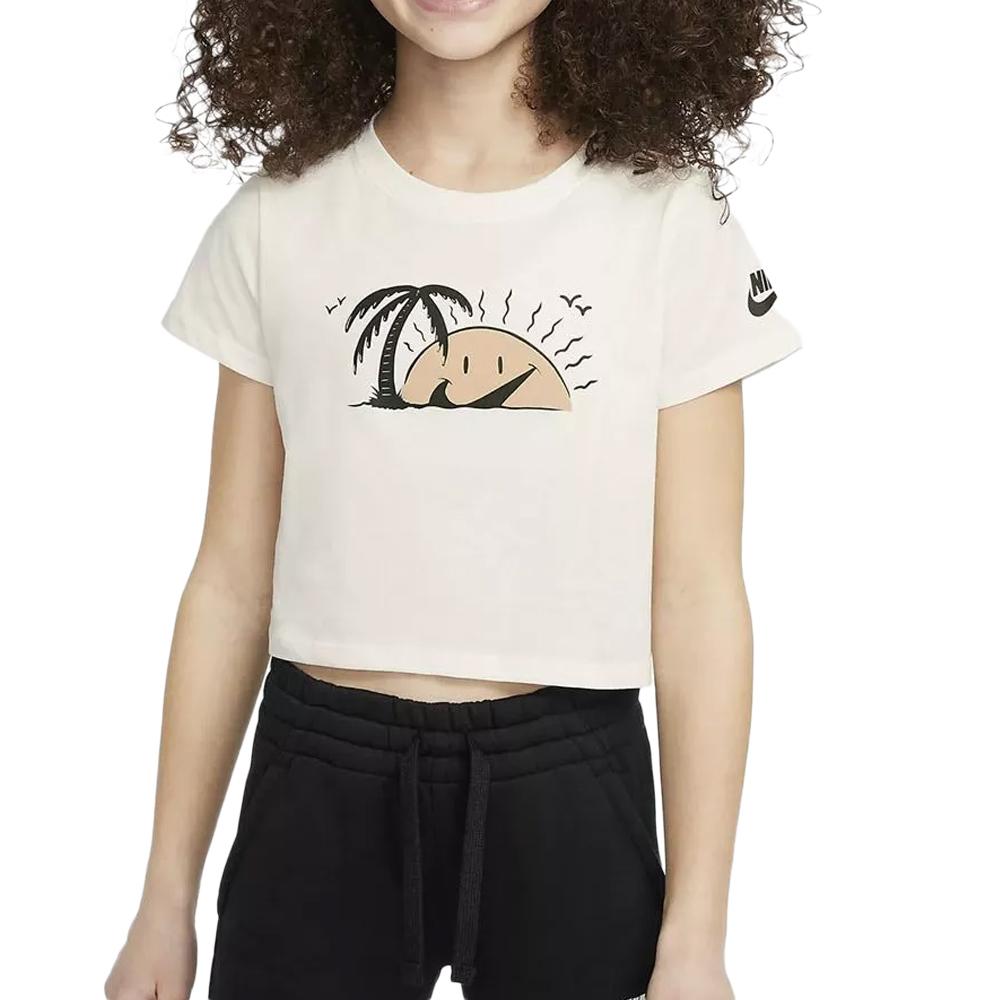 T-shirt Blanc Fille Nike Swoosh pas cher