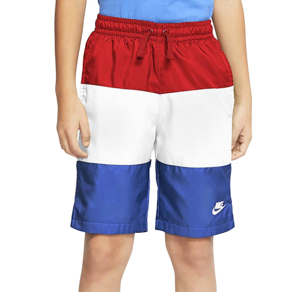 Short Tricolore Blanc Garçon Nike Woven Block pas cher