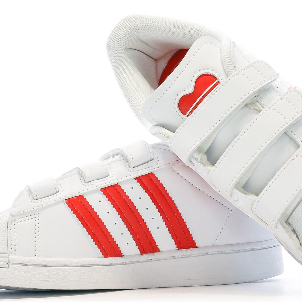 Baskets Blanches Rouge Fille Adidas Superstar C FZ0643 Espace des marques