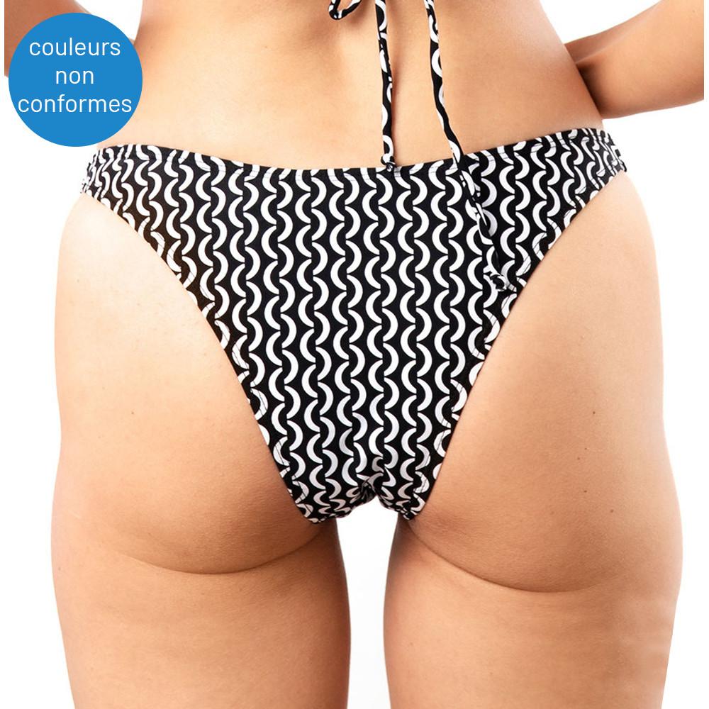 Bas de Bikini Noir à Fleurs Femme Sun Project Tanga vue 2