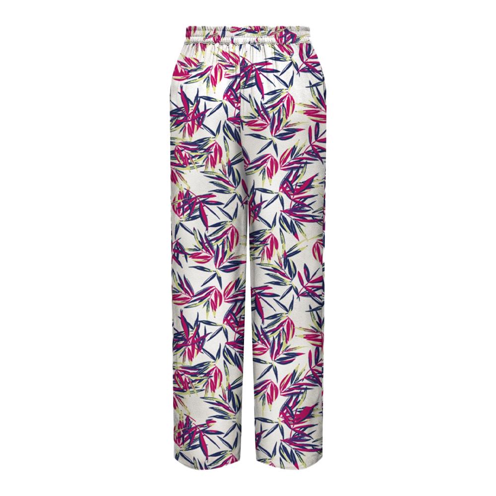 Pantalon Blanc/Vert/Rose Femme Only Nova Life Palazzo pas cher