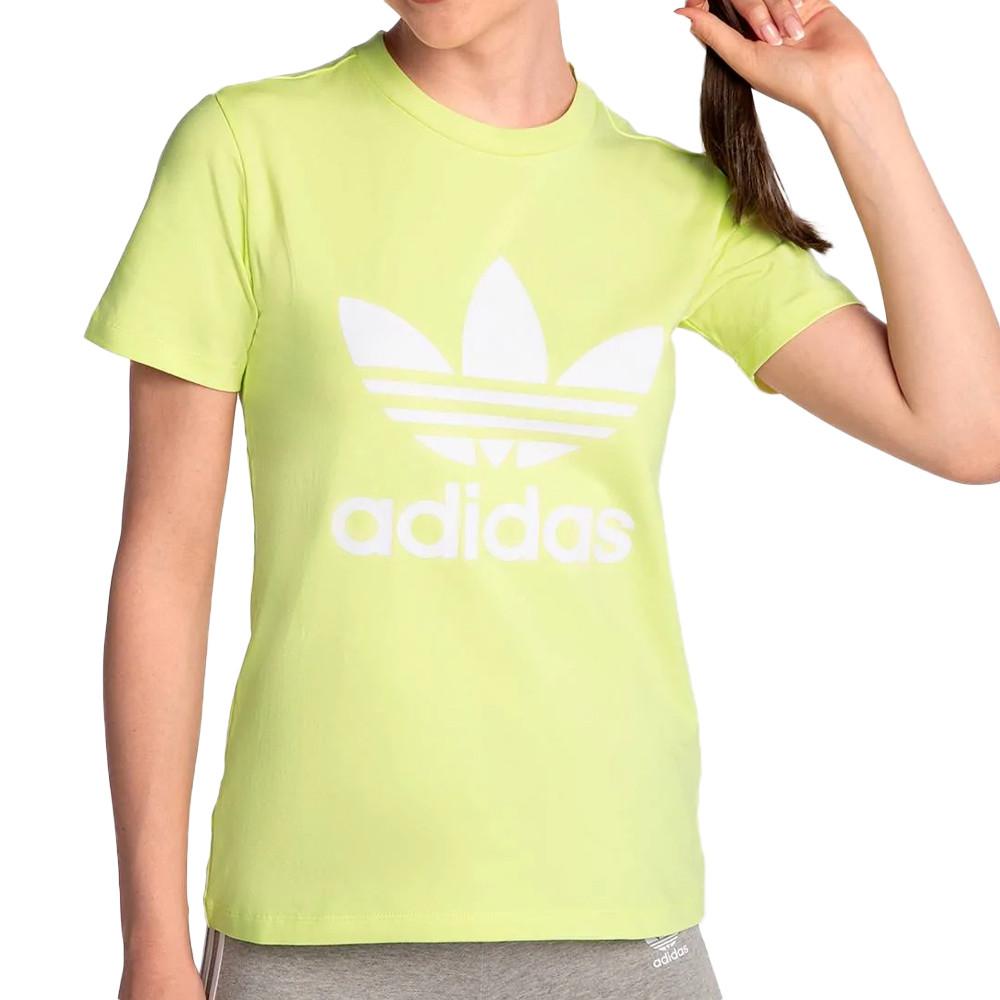 T shirt Jaune fluo Femme Adidas Trefoil