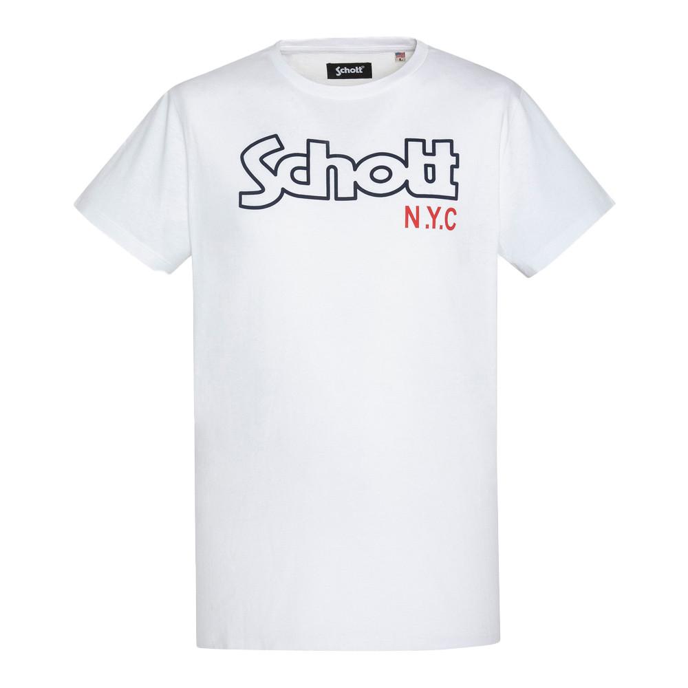 T-shirt Blanc Homme Schott Vintage pas cher