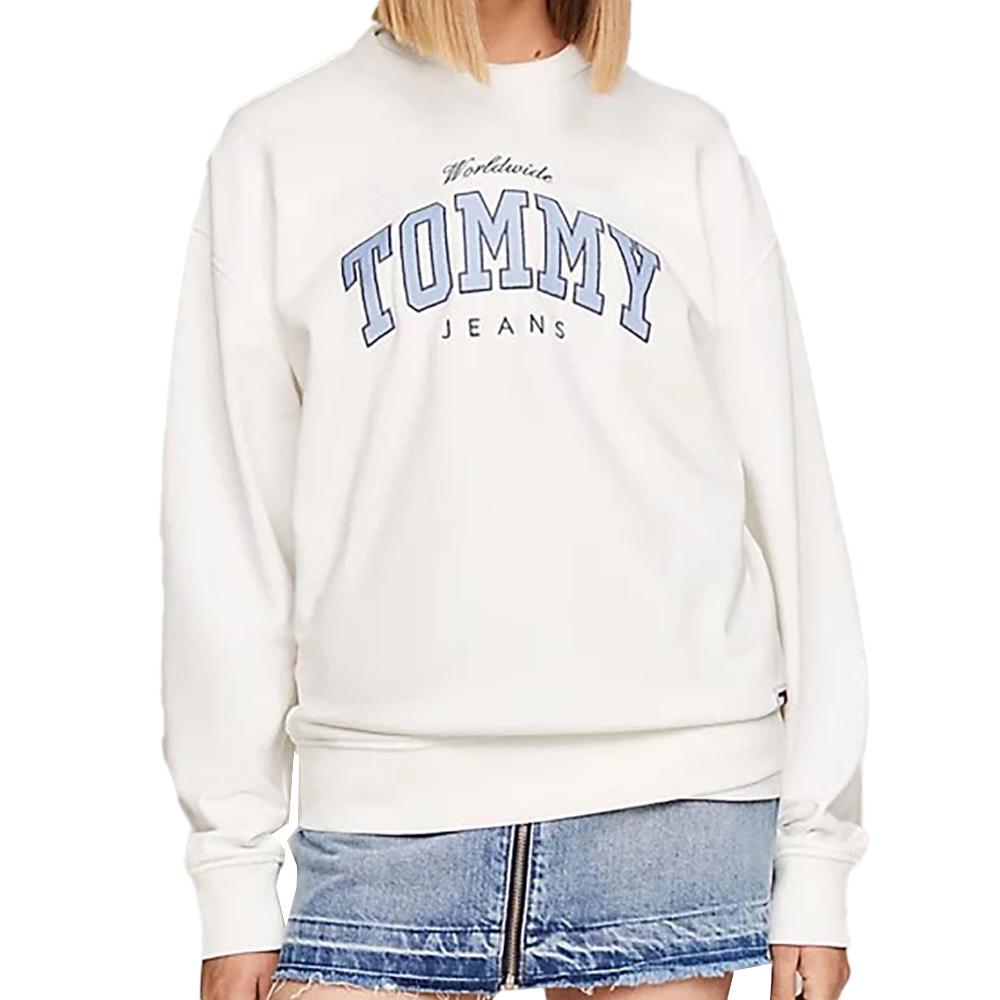 Sweat Écru/Bleu Femme Tommy Hilfiger Varsity Luxe pas cher