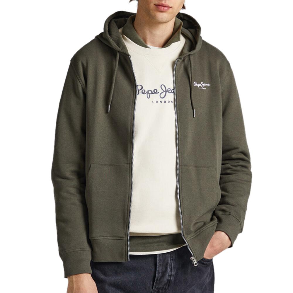 Sweat Zippé Kaki Homme Pepe jeans Edward pas cher