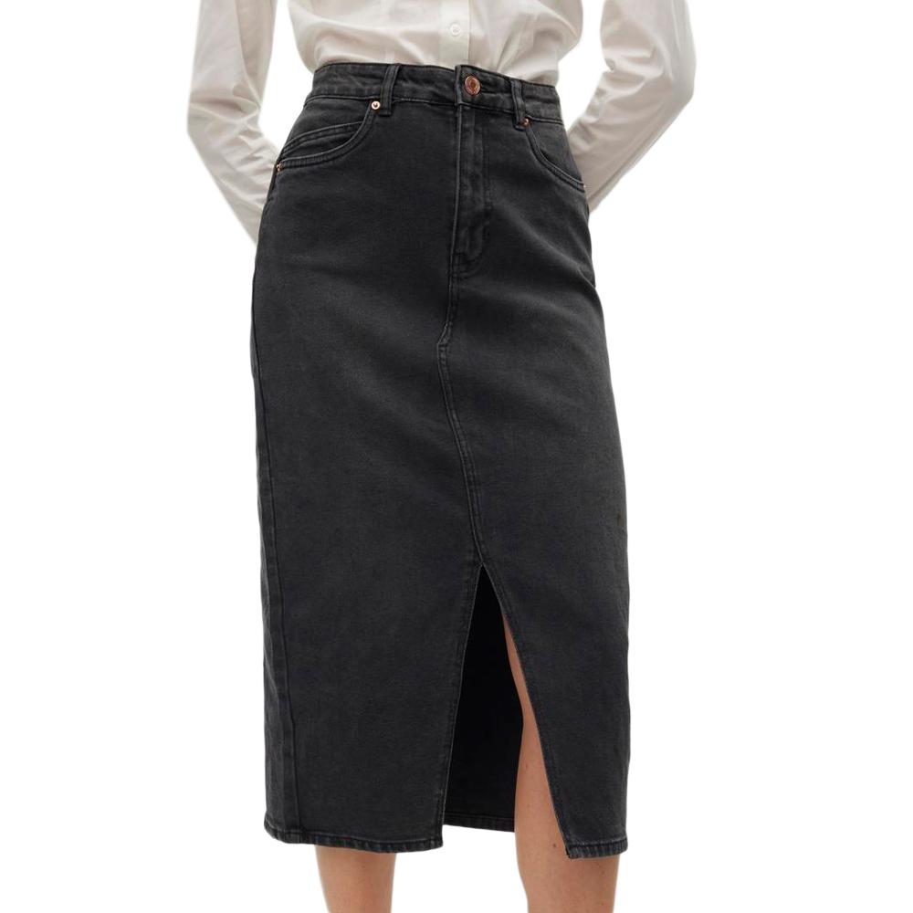 Jupe en jean Longue Noir Femme Vero Moda Calf Denim Skirt pas cher