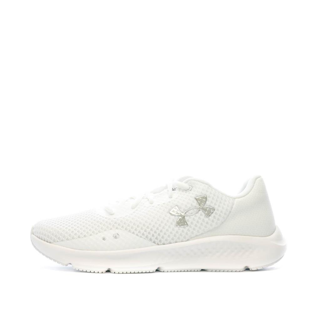 Chaussures de running Blanches Homme Under Armour Charged Pursuit 3 pas cher