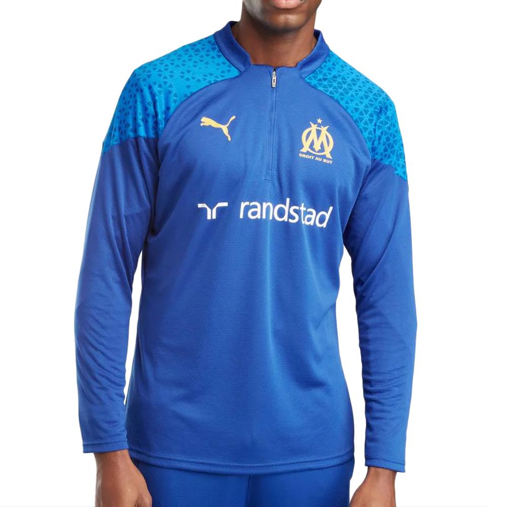 OM Sweat 1/4 zip Bleu Homme Puma 2023/2024 pas cher