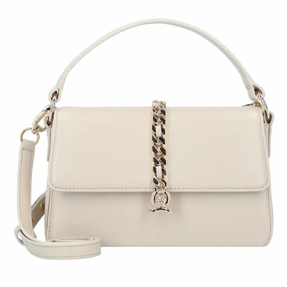 Sac à Main Écru Femme Tommy Hilfiger Chain Leather pas cher