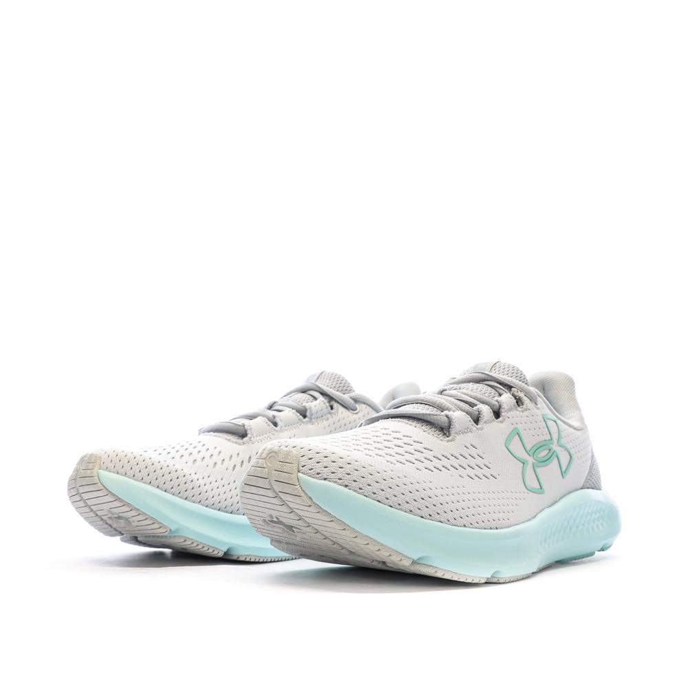 Chaussures de Running Grises/Bleu Femme Under Armour Charged Pursuit vue 6