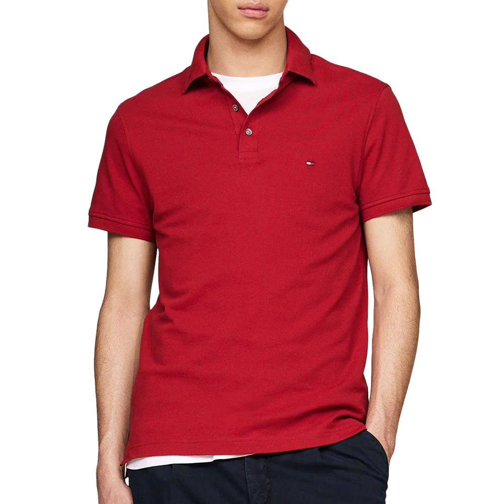 Polo Rouge Vif Homme Tommy Hilfiger 1985 Regular pas cher