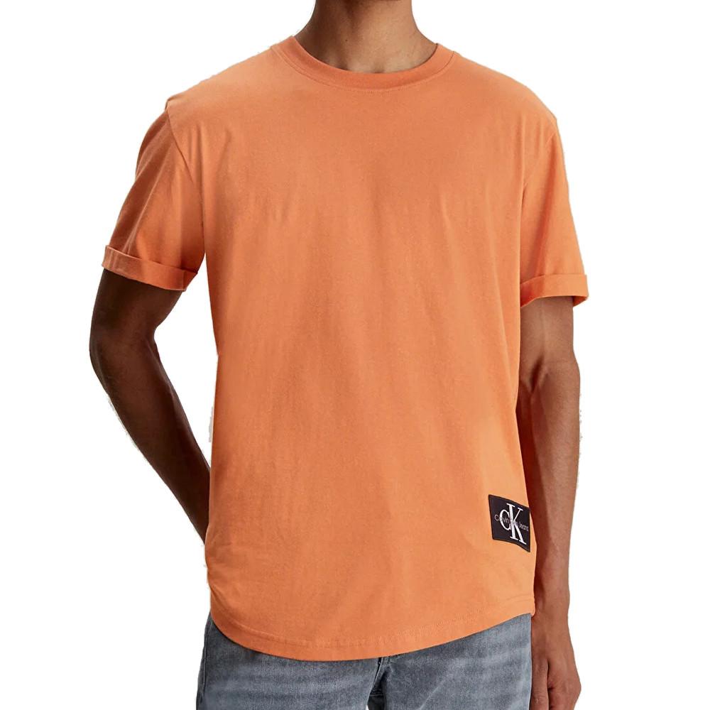 T-shirt Orange Homme Calvin Klein Jeans Badge Turn Up pas cher