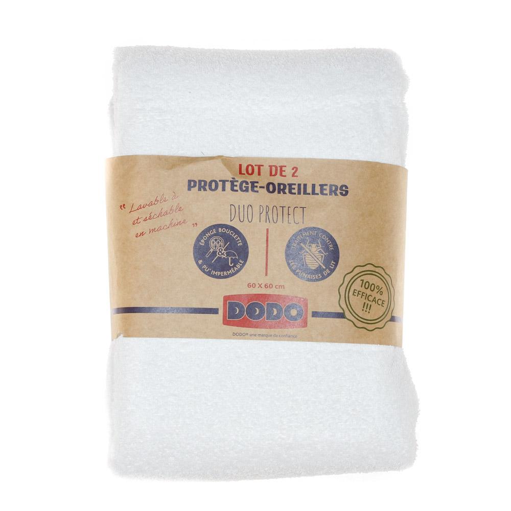 Lot de 2 protège-Oreillers Impermeable Blanc Dodo Protect pas cher