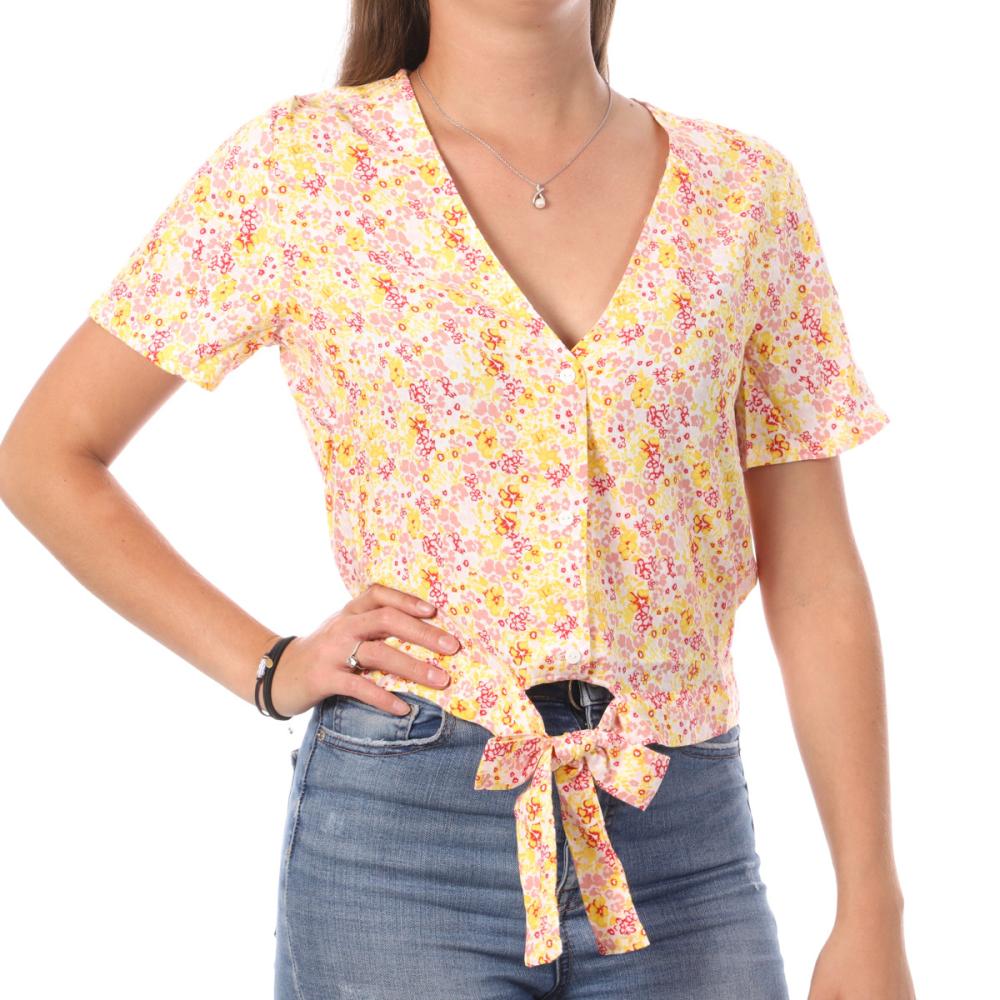 Top Imprimé Jaune/Rose Femme Vero Moda Measy pas cher