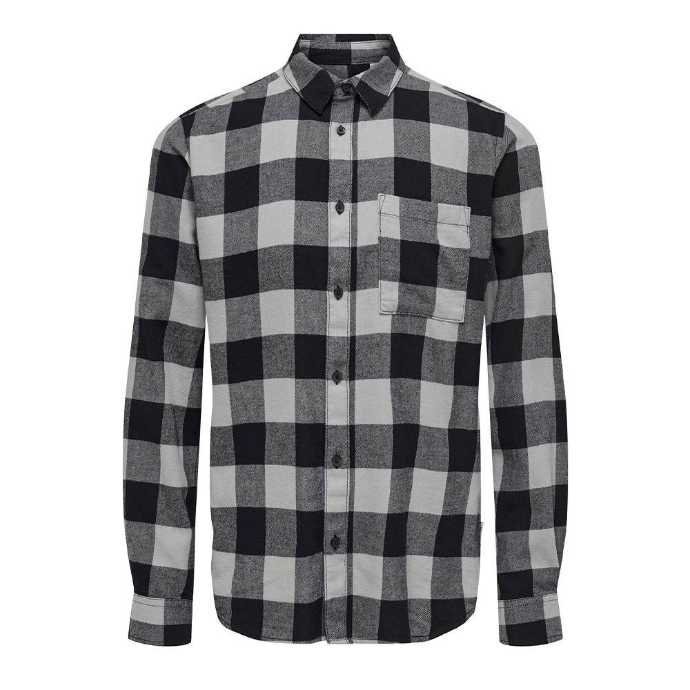 Chemise à Carreaux Noir/Gris Homme Only & Sons Dmundur pas cher