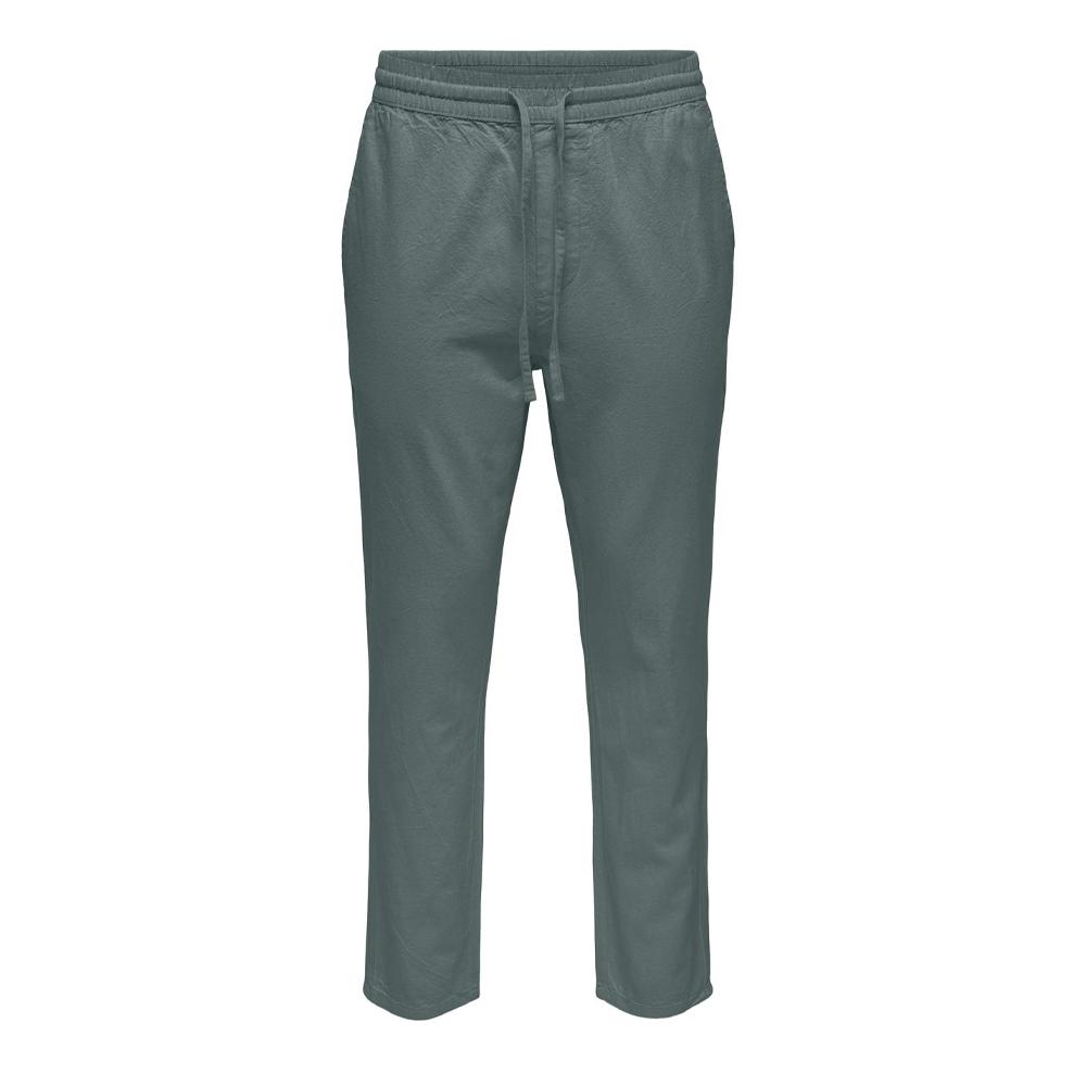 Pantalon Gris Homme ONLY & SONS Cot Lin pas cher