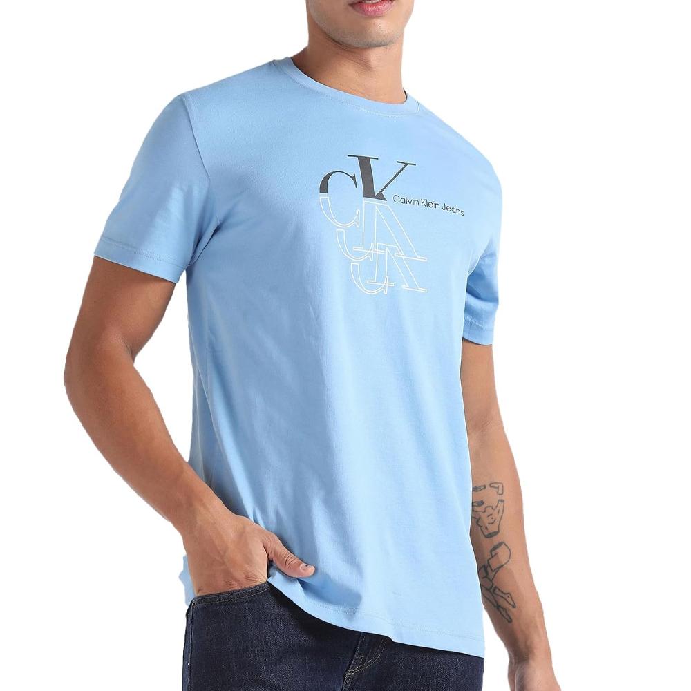 T-shirt Bleu Homme Calvin Klein Jeans Echo Graphi pas cher