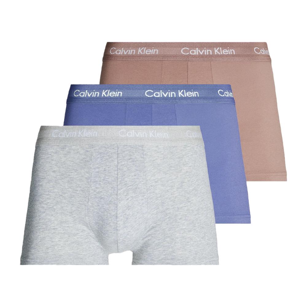 3x Boxers Bleu/Rose/Gris Homme Calvin Klein Jeans Low Rise pas cher