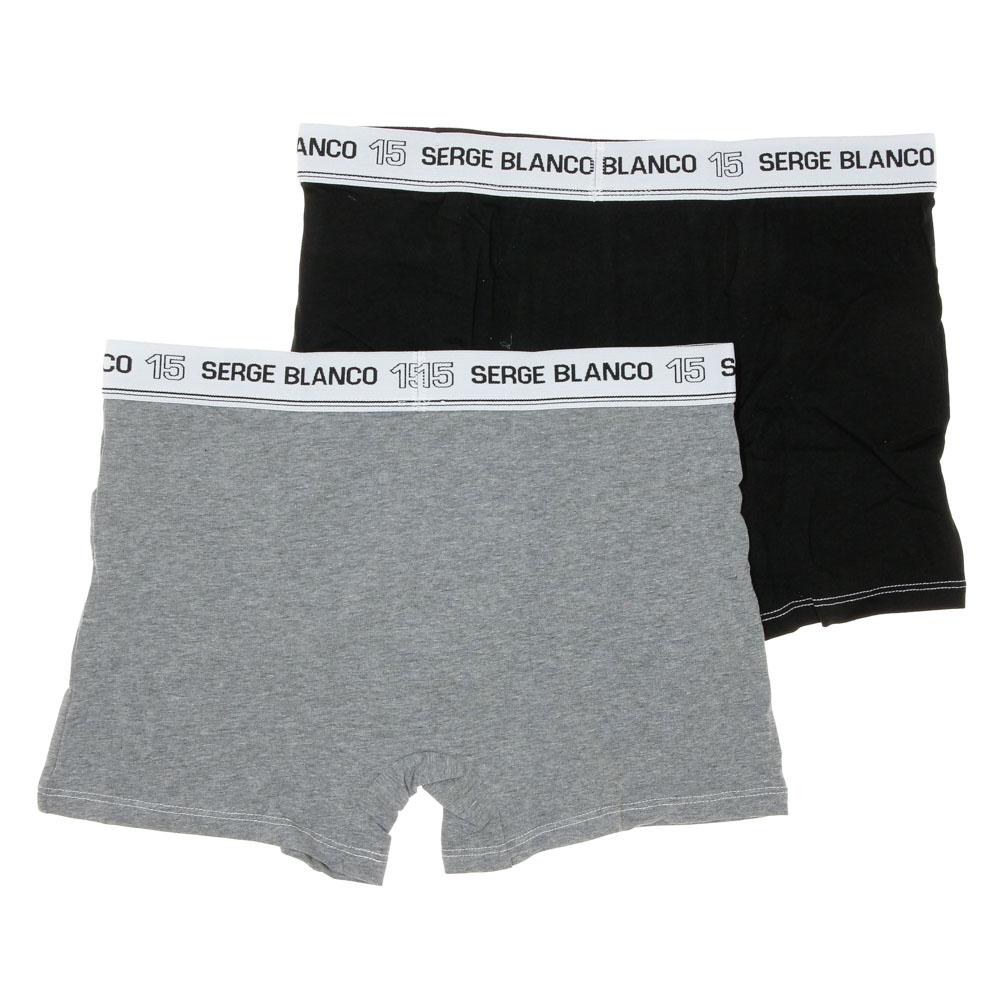 x2 Boxers Noir/Gris Homme Serge Blanco CLASS1 vue 2