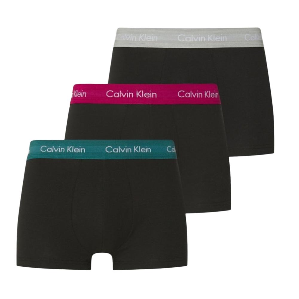 X3 Boxers Turquoise/Violet/Vert Homme Calvin Klein Jeans Low Rise Trunk 3 pas cher