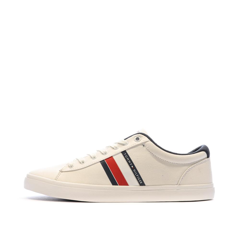 Baskets Blanche/Marine Rayures Homme Tommy Hilfiger Détail pas cher