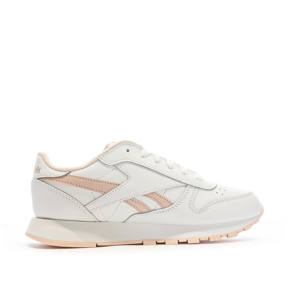 Baskets Blanches/Roses Femme Reebok Classic Leather vue 2