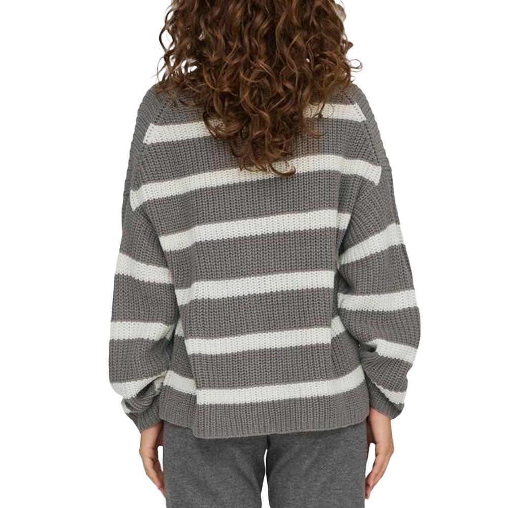 Pull Blanc/Gris Femme JDY Stripe Pullover vue 2