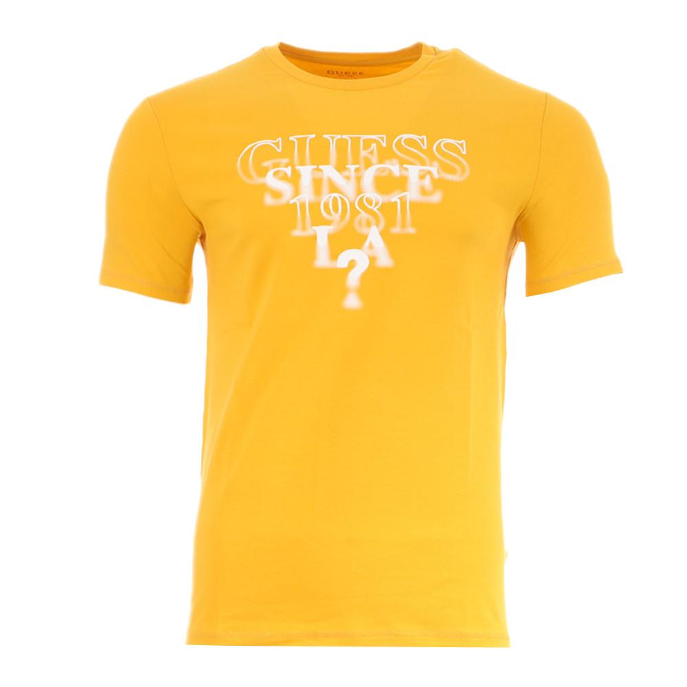 T-shirt Jaune Homme Guess Blurry pas cher