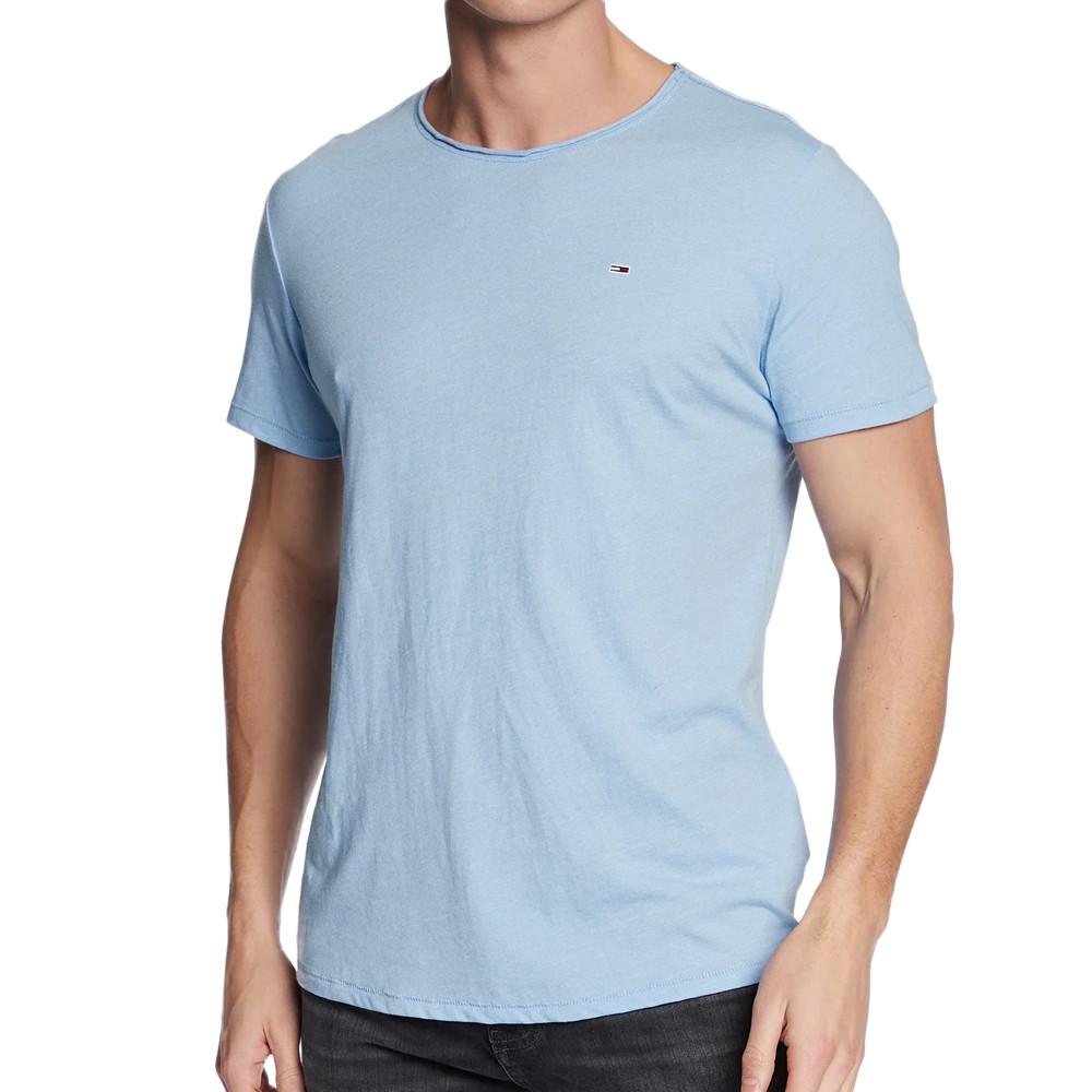 T-shirt Bleu Clair Homme Tommy Jeans Slim Jaspe pas cher