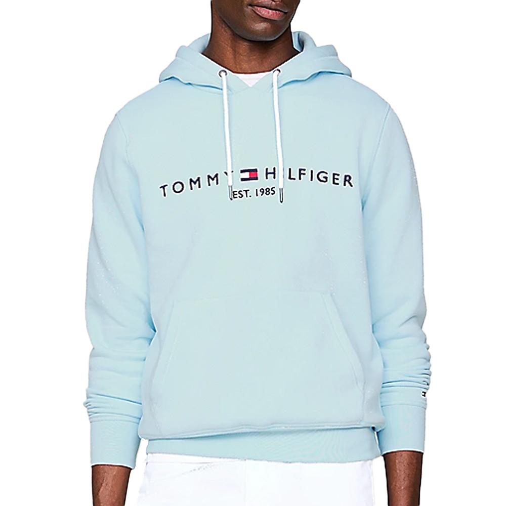 Sweat à Capuche Bleu Clair Menthe Homme Tommy Hilfiger Logo Hoodie pas cher