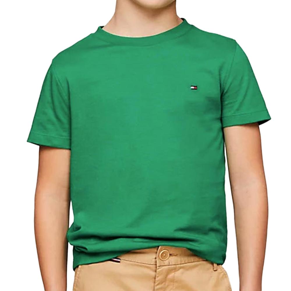 T-shirt Vert Junior Tommy Hilfiger Essential Cotton pas cher