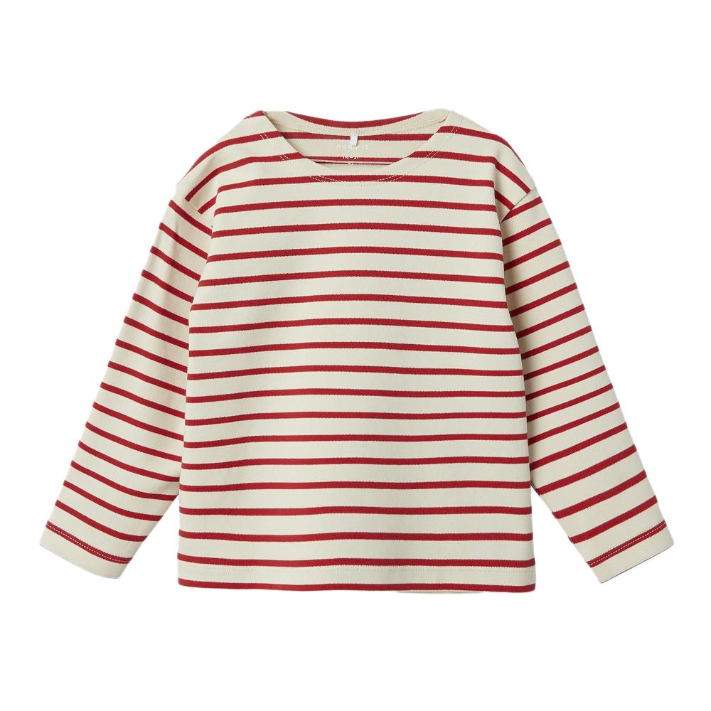 T-Shirt Manches Longues Blanc/Rouge Fille Name it Floa pas cher