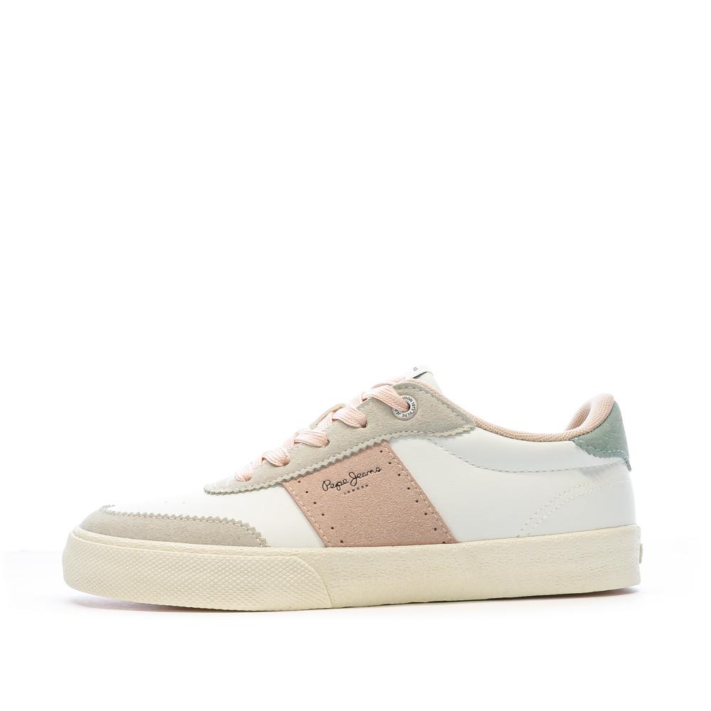 Baskets Blanc/Rose Femme Pepe Jeans London Kenton pas cher