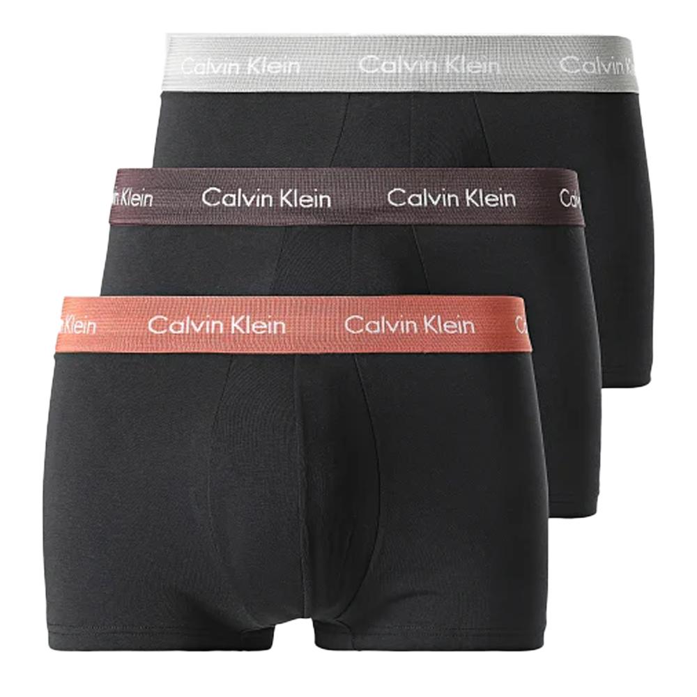 X3 Boxers Bordeaux/Orange/Gris Homme Calvin Klein Jeans Low Rise Trunk 3 pas cher