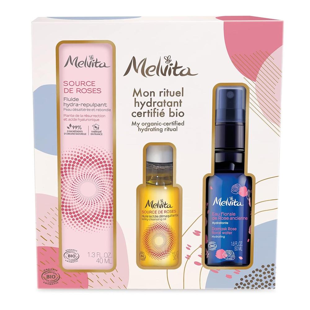 Coffret Fluide Hydra-Repulpant/Lait Démaquillant/Eau florale Melvita Bio pas cher