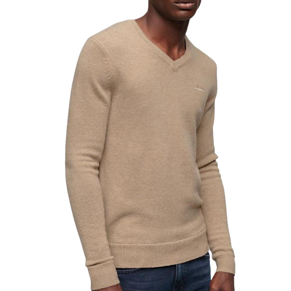 Pull Beige Homme Superdry Essential Vee Knit pas cher