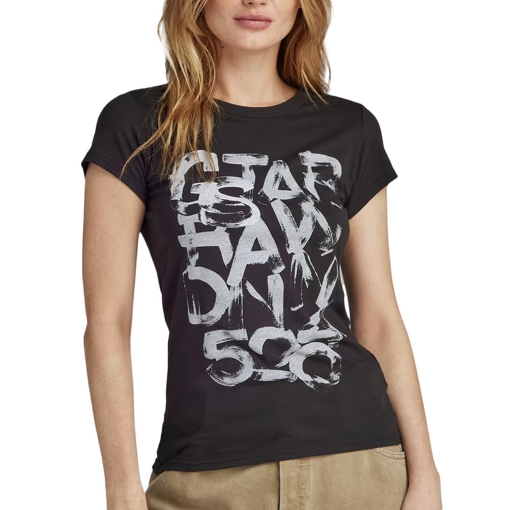 T-shirt Noir Femme G-Star Raw D24714 pas cher