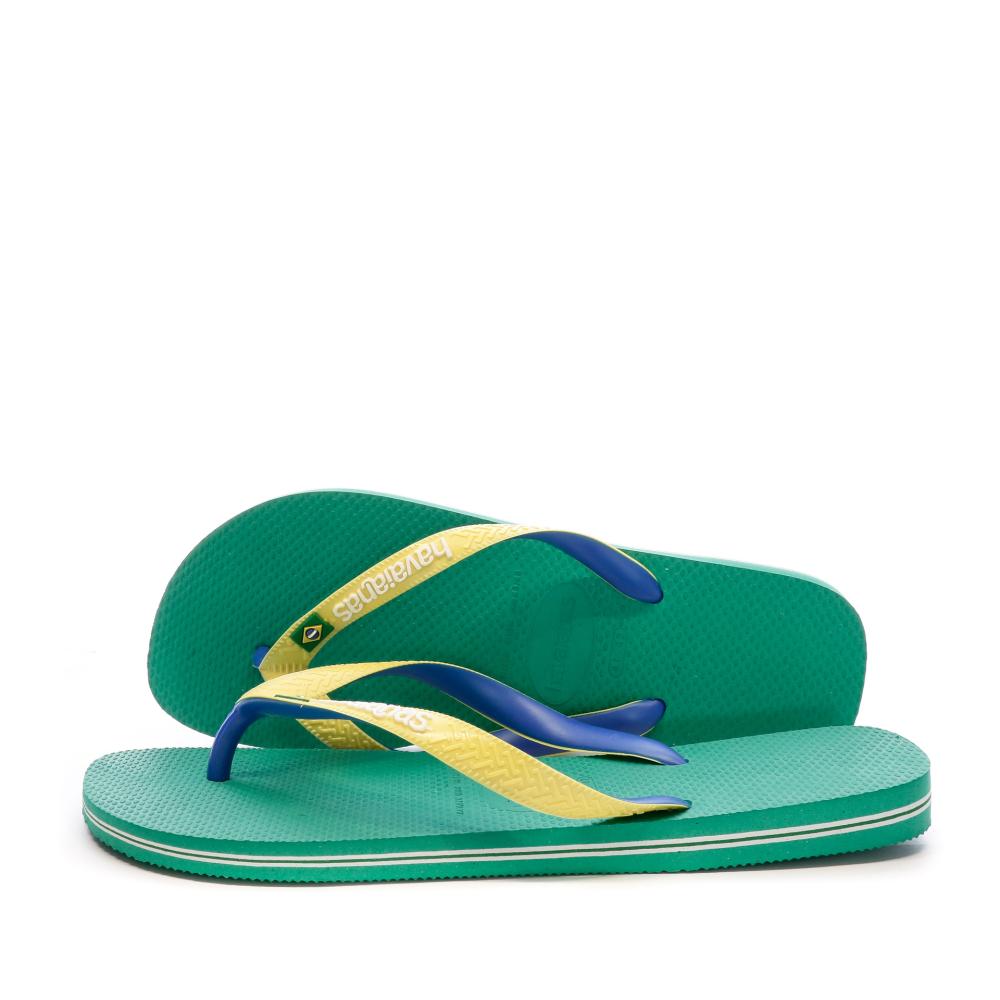 Tongs Verte/Jaune Homme Havaianas Brasil Mix pas cher