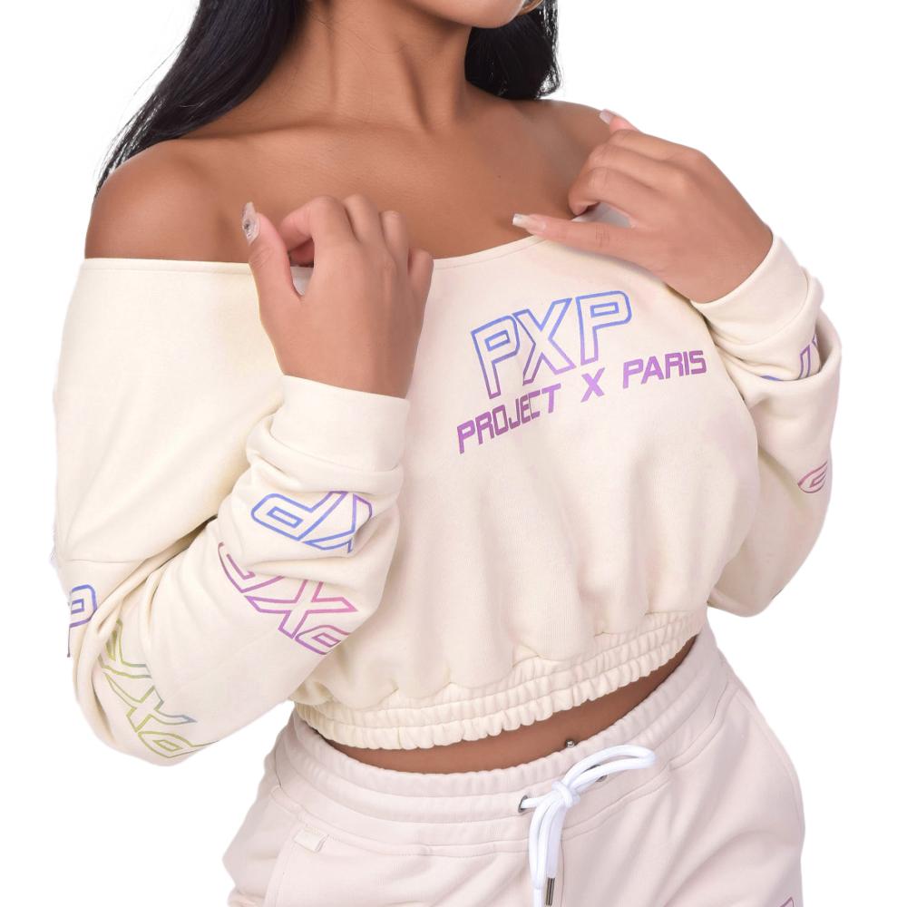 Sweat Écru Femme Project X Paris F212101 pas cher