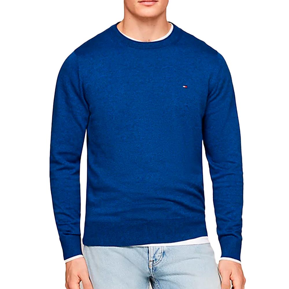 Pull Bleu foncé Homme Tommy Hilfiger Mouline Organic pas cher