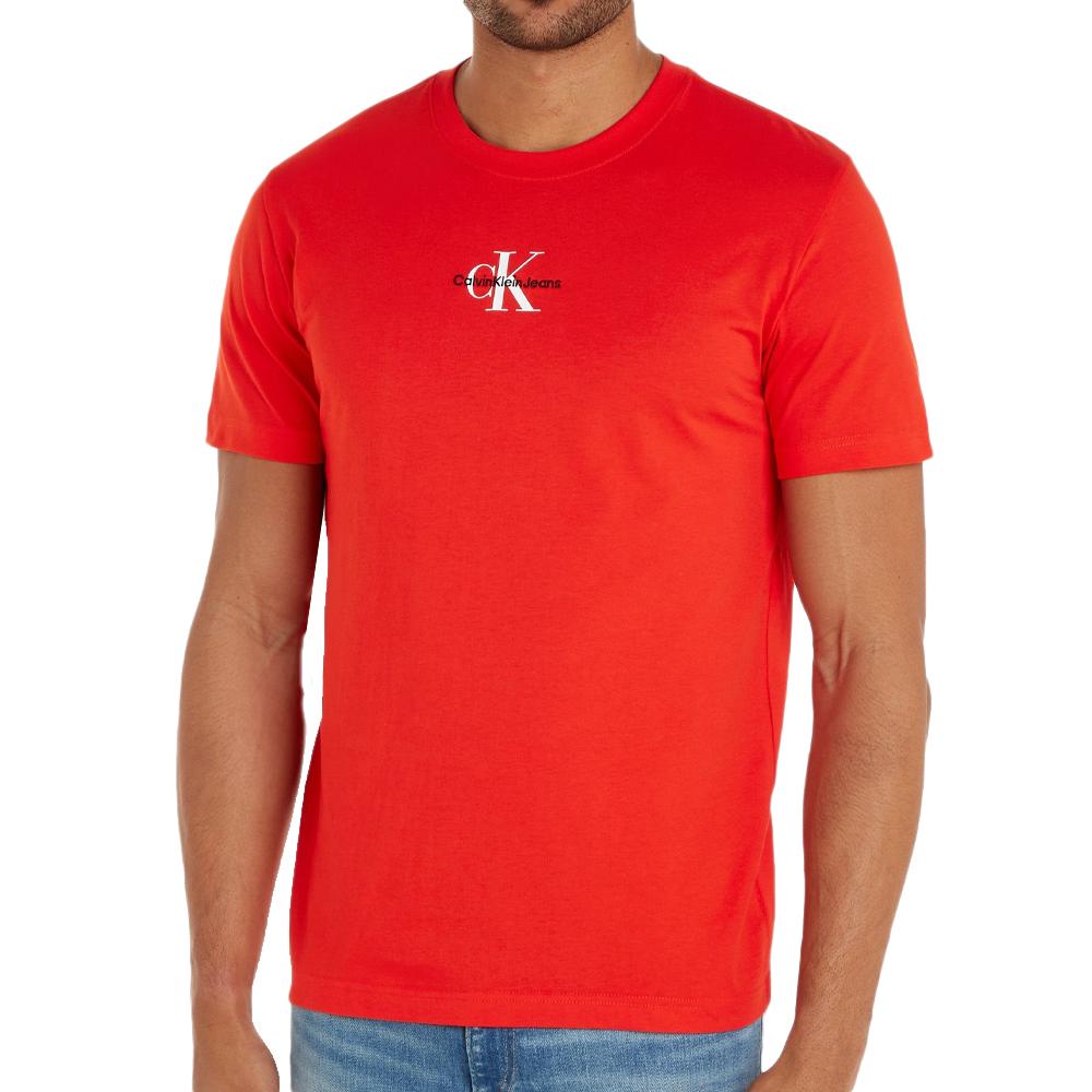 T-shirt Rouge Homme Calvin Klein Jeans Monologo Regular pas cher