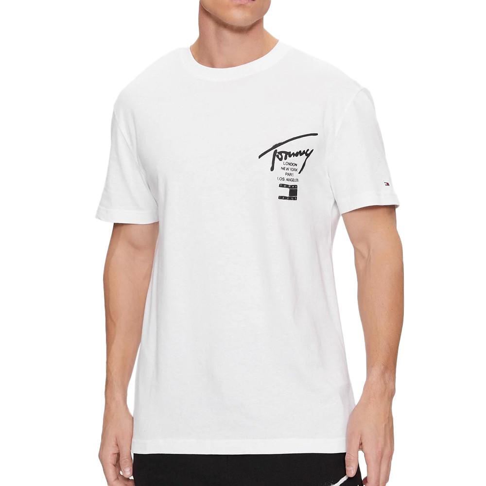 T-Shirt Blanc Homme Tommy Hilfiger Spray Signa pas cher