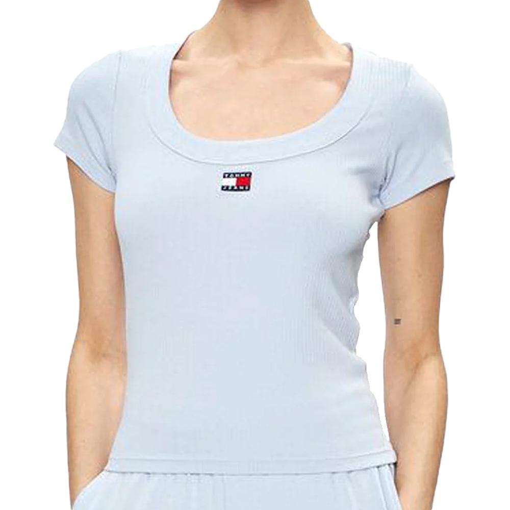 T-shirt Bleu Clair Femme Tommy Hilfiger Badge pas cher